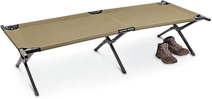 HQ ISSUE Camping Cot for Adults Heavy-Duty Comfortable Military Army Style Portable Folding Sleeping Camp Tent Bed with Carry Bag 225-lb Capacity
