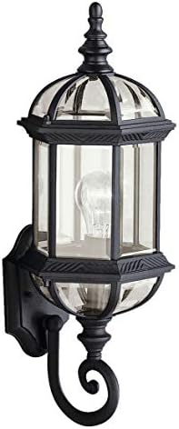 Kichler Barrie 22 Outdoor Wall Light in Black 1-Light Exterior Wall Sconce with Clear Beveled Glass (22 H x 8 W) 9736BK