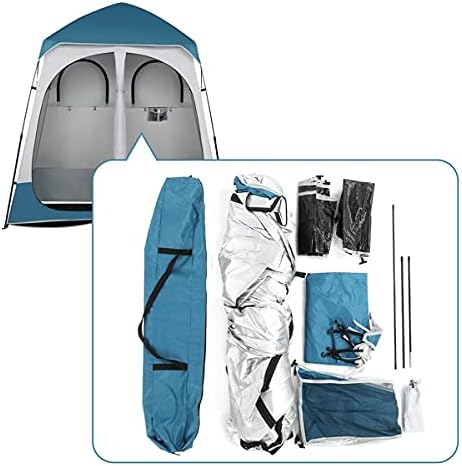 Portable Double Privacy Tent for Outdoor Shower Camping Changing Room Pop Up Dressing Shelter Folding Waterproof Blue White Oxford Fabric Easy Setup Privacy Pod for Beach Travel Fishing