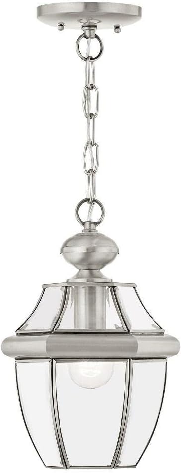 Livex Lighting 2152-91 Monterey 1-Light Outdoor Hanging Lantern Brushed Nickel