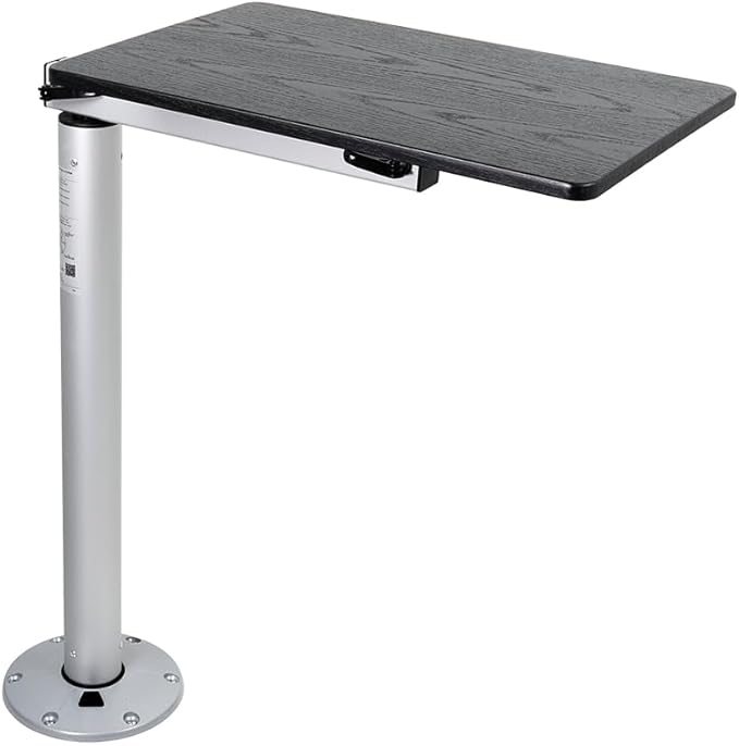 Manufacturers' Select ITC RV Side Table with MOD with Cypress Floor Mount Table Leg System (Black Shiplap Table Top w/Silver MOD with Cypress Table Leg)