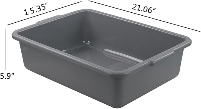 Farmoon 22L Commercial Bus Tub 4 Packs Large Wash Basin Tote Box Grey