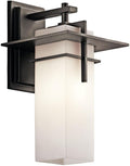 Kichler Caterham 14.75 Outdoor Wall Light in Olde Bronze® 1-Light Exterior Porch Light Wall Sconce with Satin Etched Cased Opal Glass (14.75 H x 8 W) 49643OZ