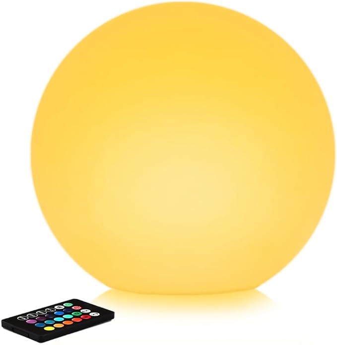 12 Inch Solar Glowing Ball Light Outdoor Solar Garden Globe Light w/Remote RGB Color Changing Waterproof Large LED Orb Lights Landscape Lighting Mood Lamp w/Ground Stake for Patio Yard Lawn Path