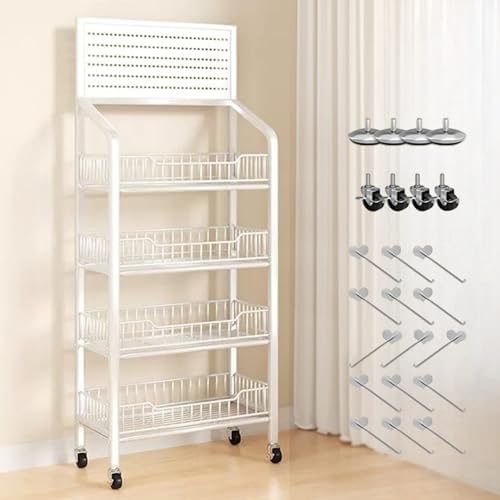 Store Display Rack Wall Mounted Storage Rack Supermarket Convenience Store4-Tier Carbon Steel Supermarket Shelf Display Rack - Floor-Standing Vegetable &amp Snack Organizer for Convenience STO
