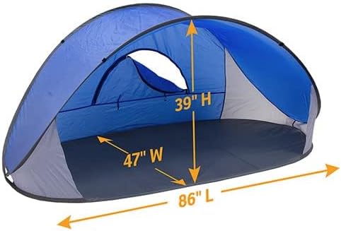 Pop-Up Beach Tent Sun Shade Portable Outdoor Family Shade Tent with Carrying Bag (Shelter Measures: 86 L x 47 W x 39 H)