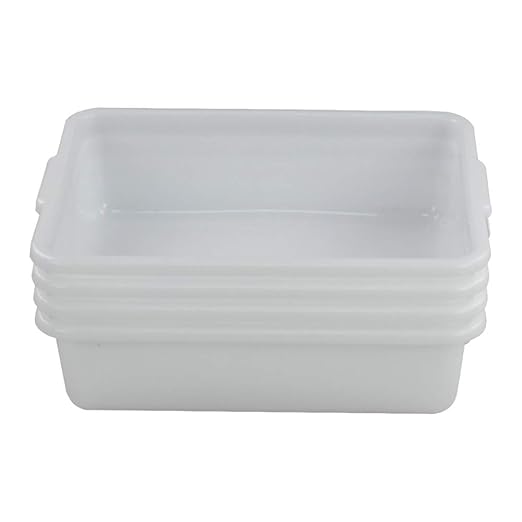 Wash Basin Tub Plastic Dish Pan 8 Liter White Bus Tubs Set of 4