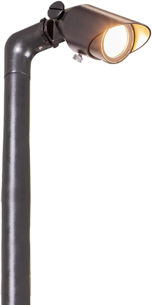 VOLT Innovator 12V Adjustable Cast Brass Path Light (Black) with 2W 2700K MR11 LED Bulb for Low Voltage Landscape Lighting on Outdoor Pathway Walkway Garden Driveway or Patio