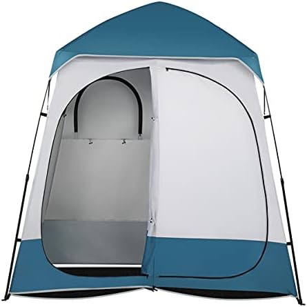 Portable Double Privacy Tent for Outdoor Shower Camping Changing Room Pop Up Dressing Shelter Folding Waterproof Blue White Oxford Fabric Easy Setup Privacy Pod for Beach Travel Fishing