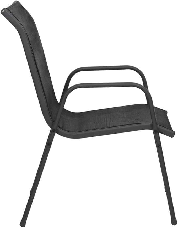 Patio Chairs Chairs for Dining Table Dining Chair Outdoor chairsPatio Chairs 4 pcs Steel and Textilene BlackSuitable for Gardens courtyards