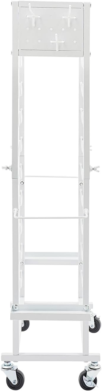 Mobile Vinyl Roll Holder Cart 40 Compartments Vinyl Storage Organizer with 6 Hooks &amp Extra Paper Roll Organizer Tray on 2 Side Vinyl Storage Rack with Wheels for Craft Room (White)