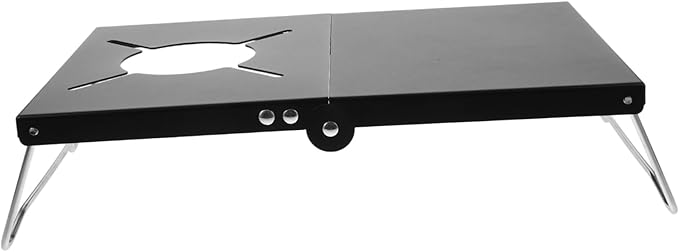 POPETPOP Folding Camping Table with Heat Shield Adjustable Aluminum Outdoor Grill Side Table for BBQ Lightweight Easy to Carry for Garden Patio and Use