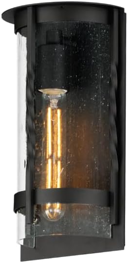 Maxim Lighting 30191CDBK I Foundry Collection 12 Inch One Light Outdoor Wall Sconce I Black Finish I Modern Contemporary Light Fixture I Adjustable Height I