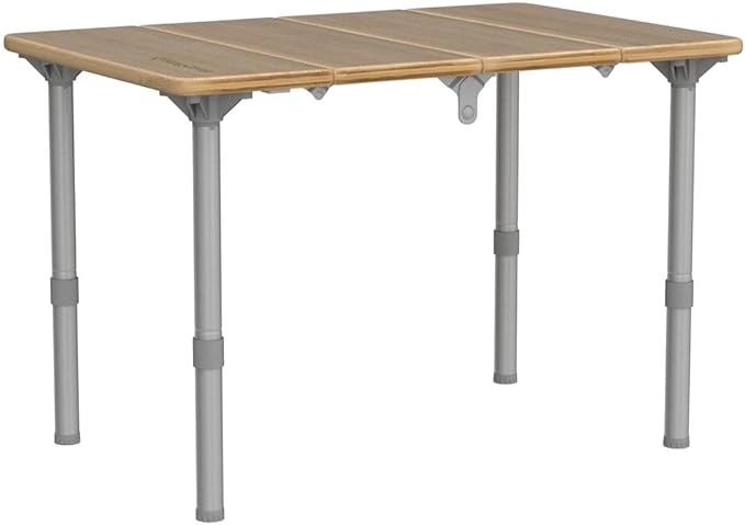 KingCamp Bamboo Folding Table Camping Table with Adjustable Height 4-Folds Compact Small Lightweight Portable Picnic Camp Table for Outdoor Backpacking Beach RV Travel Tailgating Barbecue 1-2 People