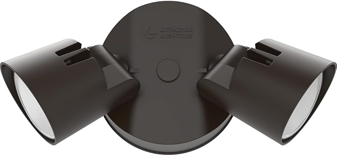 Lithonia Lighting HomeGuard 2-Light LED Outdoor Flood Lights Wall or Ceiling Mount Outdoor Lights 4000K Cool White Round Heads Dark Bronze 2-Pack (HGX LED 2RH 40K 120 DDB CP2 M2)