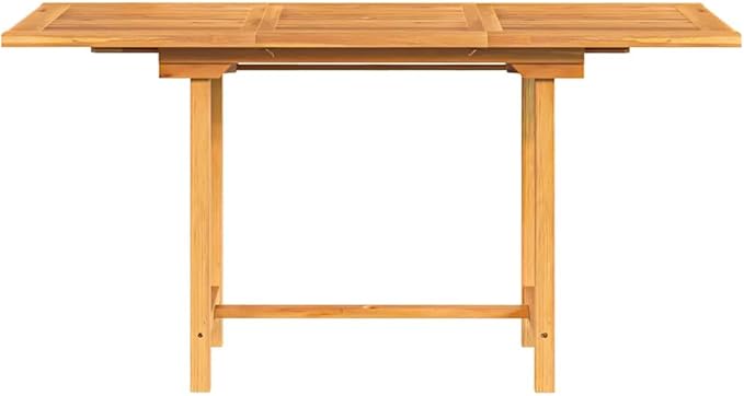 Solid Teak Wood Outdoor Table Extendable Dining Table for Camping Picnic Outdoor Furniture Kitchen or Balcony Tables Natural Finish - Medium