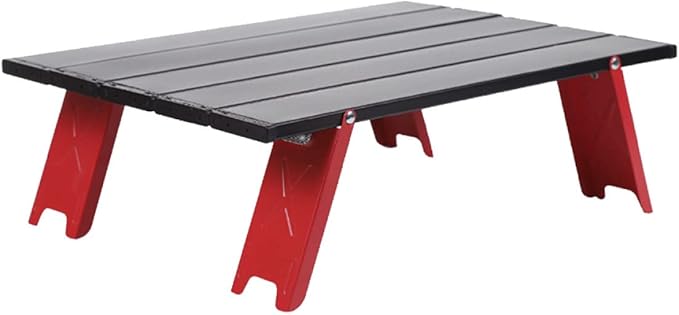 BESPORTBLE Folding Table for Camping Picnic Outdoor Use Lightweight Red Table Sturdy Legs and Easy Setup for Traveling and Kitchen Storage