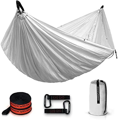 ROCKWORKX Camping Hammock USA Single &amp Double Portable Multi-Use as Sunshade/Weather Shade/Tent Cover for Compact Travel Indoor &amp Outdoor (Multiple Colors)