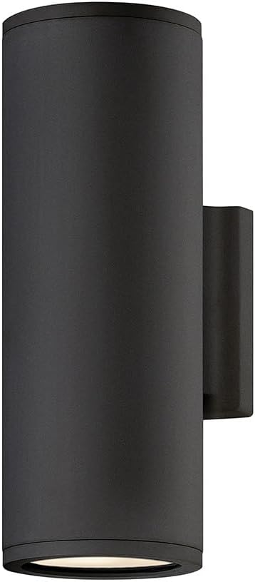 Hinkley Silo Small Outdoor Integrated LED Up/Down Wall Lantern Rust and Corrosion-Resistant Dark Sky Compliant Black
