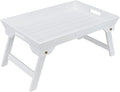 Camp Table Portable Bamboo Bed Breakfast Tray Folding Laptop Desk Tea Serving Table Coffee Picnic Holder Outdoor Camping Table (White)