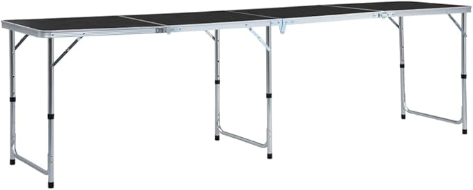 Foldable Camping Table Grey Aluminium 240x60 cm