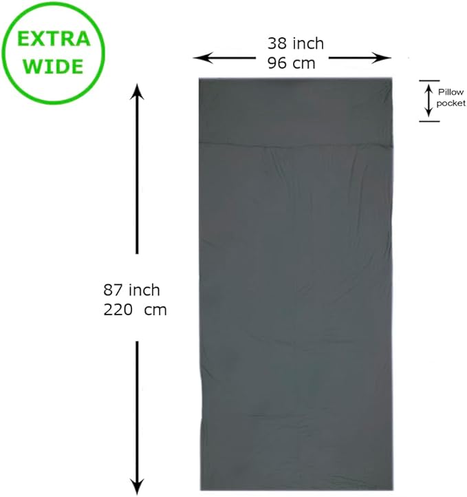 Travel Sheets for Hotel Rayon Derived from Bamboo Stretchy Sleep Sack for Adults Warm Weather/Summer Sleeping Bag Liner for Camping and Travel Rectangular with Pillow Pocket Mummy Cooling Sheets