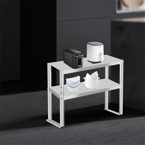 Stainless Steel Double Overshelf for Commercial Kitchen Heavy Duty 2-Tier Worktop Rack Industrial Storage Shelf for Restaurant or Garage Use 201 Stainless Steel 30 * 12 * 23.62 inch