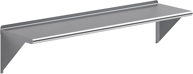 KPS 16 x 60 Stainless Steel Wall Shelf – NSF Certified Heavy-Duty Commercial Kitchen Storage Rack