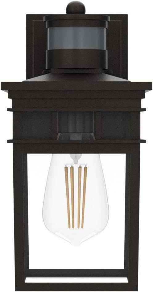 Motion Sensor Outdoor Wall Lantern with 4 Modes Dusk to Dawn Sensor Exterior Wall Light Outdoor Wall Sconce with Glass Shade Motion Activated Porch Light for Doorway Garage LED Bulb Included