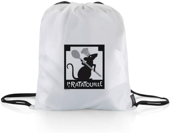 Picnic TIME Disney Pixar Ratatouille Impresa Picnic Blanket Lightweight Folding Beach Blanket with Carry Backpack Machine Washable Water Resistant Fleece Picnic Mat (Black and White)