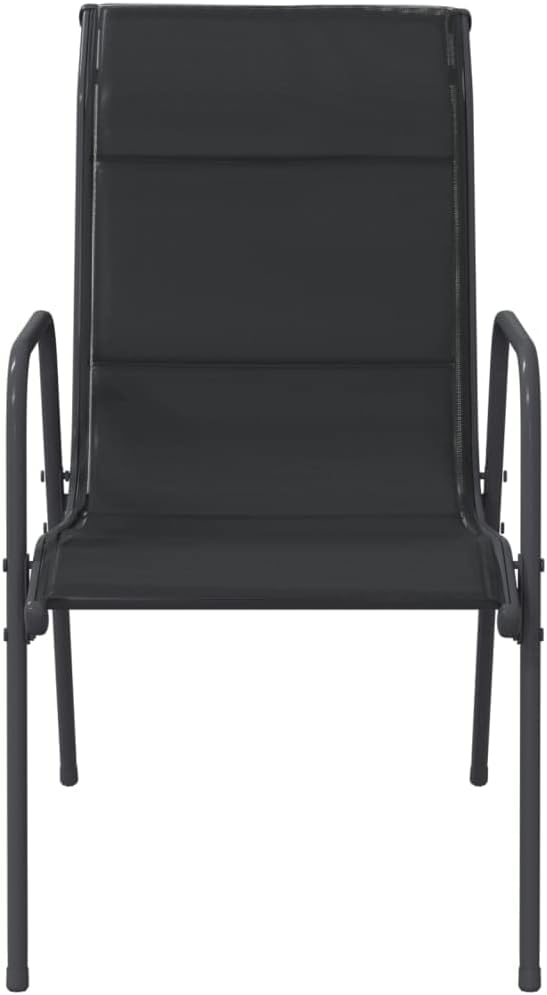 Patio Chairs 4 pcs Steel and Textilene Black Outdoor Patio Dining Lawn Outdoor Dining Chairs Sillas para Comedor for Living Room Courtyard Study Beach