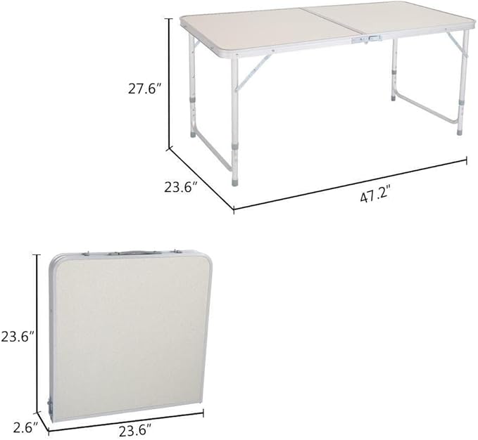 4ft Aluminum Camping Folding Table Portable Office Camping Picnic BBQ Outdoor