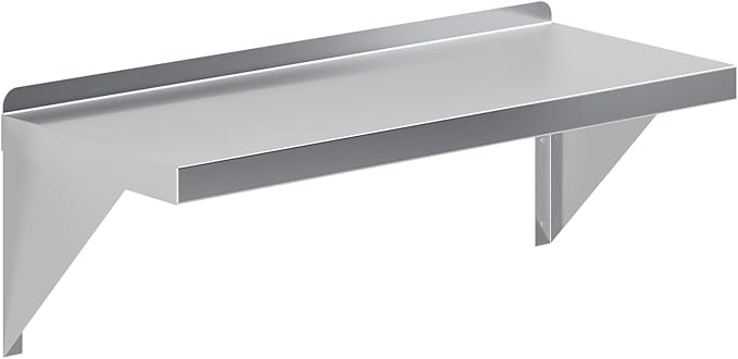 AmGood 12 x 30 Stainless Steel Wall Shelf | Appliance &amp Equipment Metal Shelving | Kitchen Restaurant Garage Laundry Utility Room | Heavy Duty | Squared Edge | NSF Certified