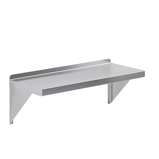 AmGood 12 Width x 30 Length | Stainless Steel Wall Shelf | Square Edge | Metal Shelving | Heavy Duty | Commercial Grade | Wall Mount | NSF Certified