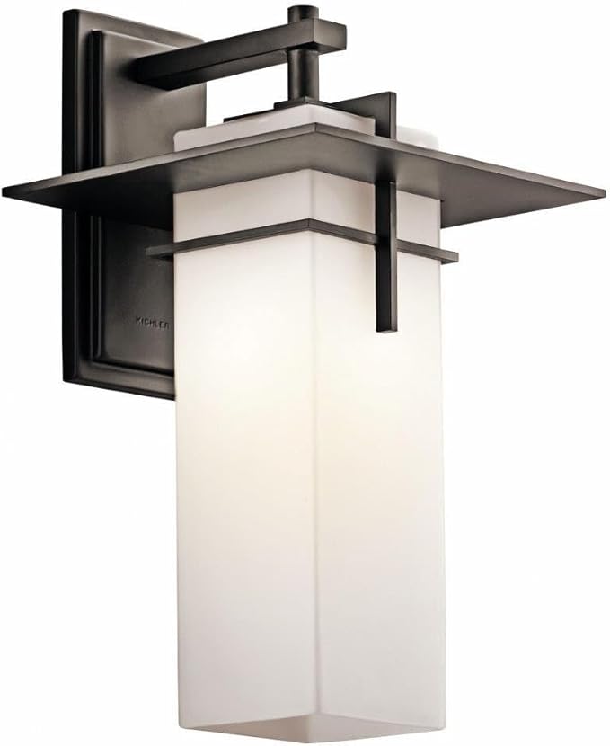 Kichler Caterham 17.5 1 Light Outdoor Wall Light with Satin Etched Cased Opal Glass in Olde Bronze®
