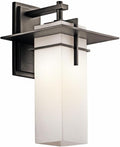 Kichler Caterham 17.5 1 Light Outdoor Wall Light with Satin Etched Cased Opal Glass in Olde Bronze®