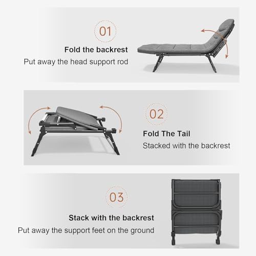 Portable Folding Adult BedCamping Cot Portable Camp Bed Cots for Adults 6-Position Adjustable Folding Cot Folding Chaise Lounge Chair Heavy Duty Supports 352 lbs Perfect for Camping