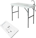 4-Foot Portable Fish Cleaning Table Outdoor Folding Fish Cleaning and Game Table w/Sink Camping Outdoor Folding Table Washing Station for Camping Picnic and Garden