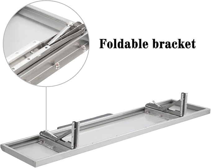 Concession Shelf 48 L x 12 W Stainless Steel Drop Down Folding Serving Food Shelf for Concession Window