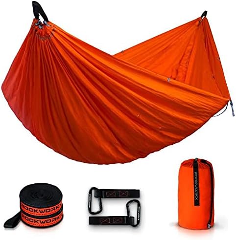 ROCKWORKX Camping Hammock USA Single &amp Double Portable Multi-Use as Sunshade/Weather Shade/Tent Cover for Compact Travel Indoor &amp Outdoor (Multiple Colors)