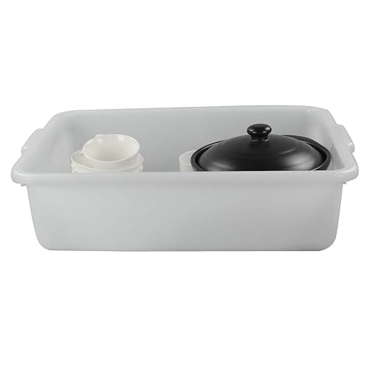 Kekow 4-Pack 22 L Commercial Bus Tubs/Bus Box White Large Plastic Tote Box