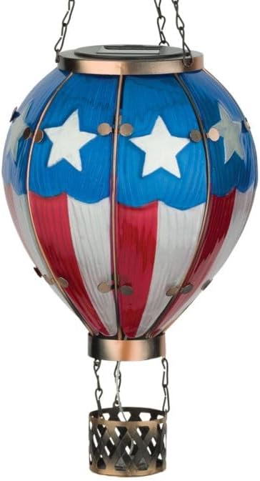 Regal Art &amp Gift Hot Air Balloon Solar Lantern – Hanging Solar-Powered LED Lights Waterproof Portable Decorative Outdoor Lamp Made of Metal &amp Glass for Garden Patios &amp Pathway – American