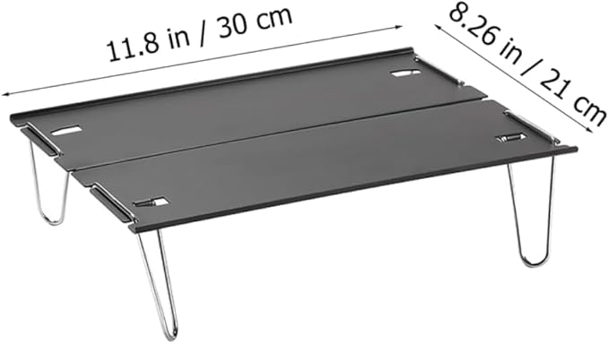 Toyvian 1set Alloy Tea Table Easy to Clean Portable Outdoor Camping Desk Multi-Purpose Folding Table Black