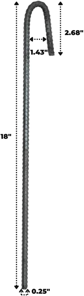Deerbusters 18 Rebar J Hook Ground Stakes 3/8 Rebar- 20 Pack