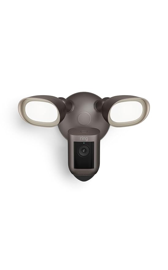Ring Floodlight Cam Wired Pro Home or business security Retinal 2K Video Color Night Vision and Two-Way Talk with Audio+ Dark Bronze