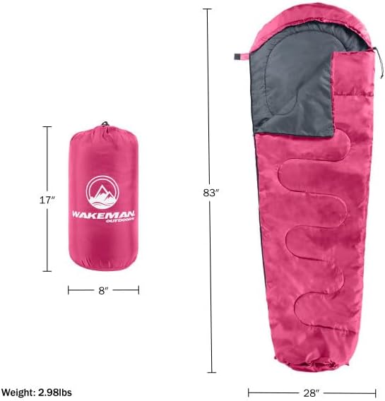 Mummy Sleeping Bag - Adult Cold Weather Sleeping Bag Rated to 25°F - Waterproof with Drawstring Hood - Camping Equipment by Wakeman Outdoors