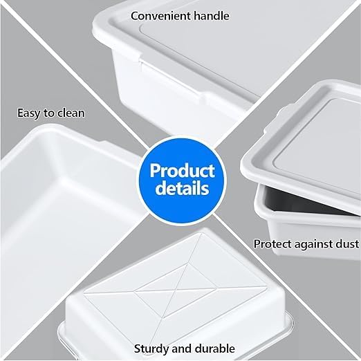 13 L Commercial Bus Pans with Lids Plastic Bus Tubs White 3 Packs