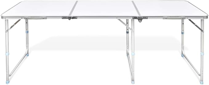 Foldable Camping Table Height Adjustable Aluminium 180 x 60 cm