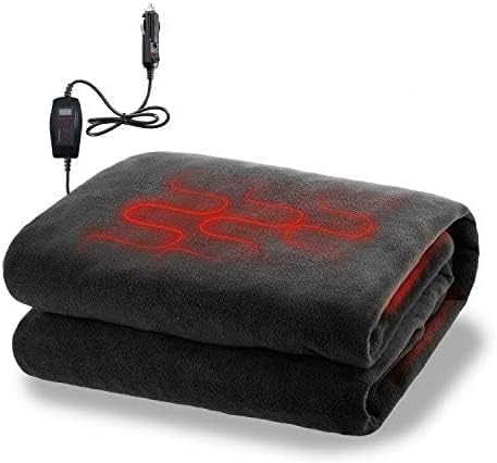 ZONETECH Heating 12V Polar Fleece Material Blanket 2- Pack - Ideal for Summer Camping Road Trips Picnics or Relaxing in The Convenience of Your Vehicle or Home