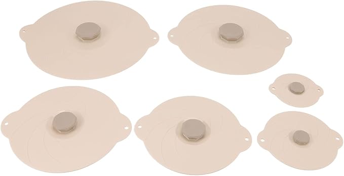 Silicone Food Can Lids 6Pcs Heat Beige Sealing Pot Pan Covers - Leakproof Airtight Design Multipurpose Kitchen Storage